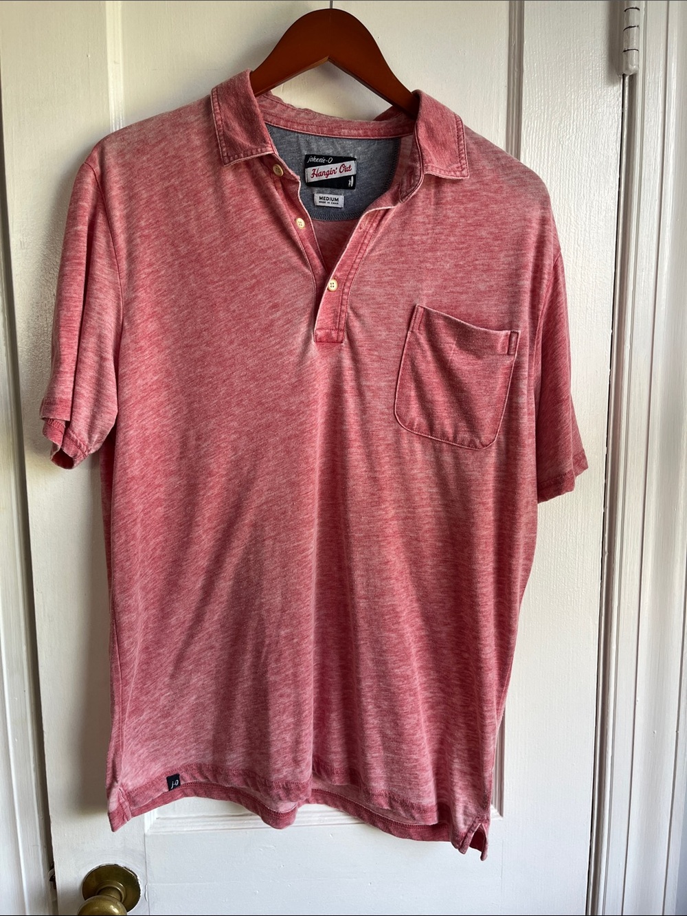 johnnie-O Men's Heathered Pink Short-Sleeve Polo with Chest Pocket
